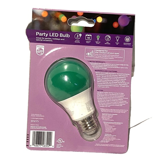 1 count philips party LED 8 W light bulb GREEN - Picture 2 of 2